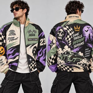 Personalized Racing Jacket | Customized Halloween Motorsport Team Jacket |Windproof Apparel|Unisex