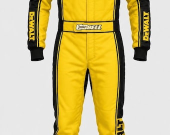 Go kart  Racing Suit | Yellow Costume with Personalization |Custom Name & Logo Racing Apparel