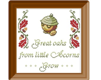 Little Acorns Grow の Great Oaks - Seedot ポケモン クロスステッチ パターン