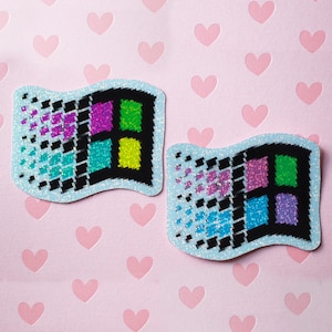 Microsoft Windows 95 Pixel Glitter Sticker Pastel/Neon