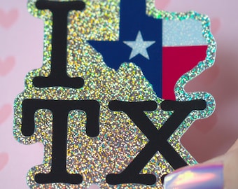 I (TX) テキサスグリッターステッカー