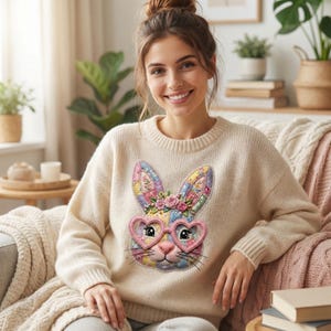 Floral Bunny Patchwork PNG, Easter Bunny Sublimation PNG, Retro Floral Easter Bunny, Cottagecore Gingham Bunny PNG, Spring Shirt Design