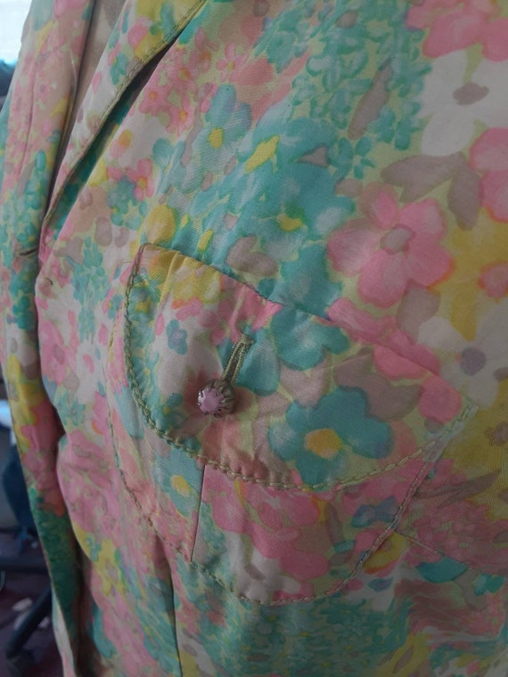 Silky 60's Pastel Floral Shirt Dress