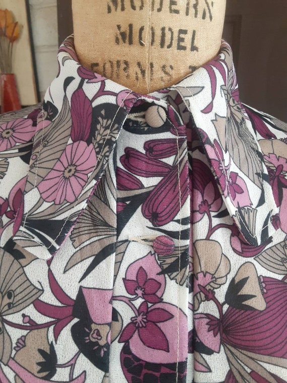 1970's Purple Blossom Blouse