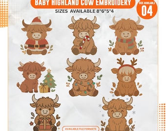 Baby Highland Cow Embroidery Design | Nursery Farm Animal (PES DST EXP)
