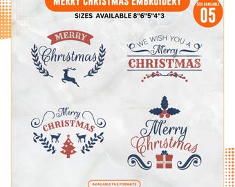 Diseño de bordado de Feliz Navidad / Parche navideño (Descarga instantánea)