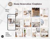 Home Renovation Contractors, Interior Designers, kitchen, Remodelling & Construction Businesses Canva Social Media Posts Templates
