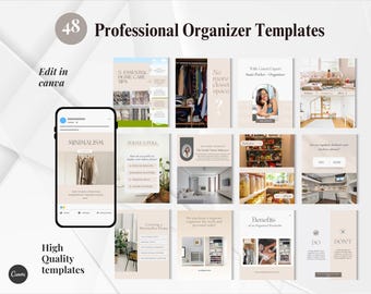 Professional Organizer, Home Organizers, Decluttering Coaches & Organizing Businesses Templates | Canva Editable Instagram Posts