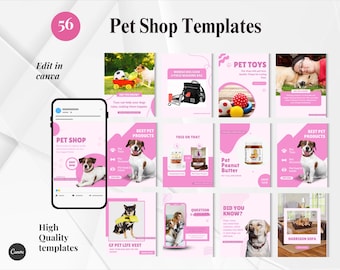 Pet Shop, Pet Shops, Tosadores de Cães, Cuidados com Animais de Estimação, Cat Shops e Marketing para Pet Shops, Instagram, Mídias Sociais, Canva, Modelos de Postagens, Kit de Negócios