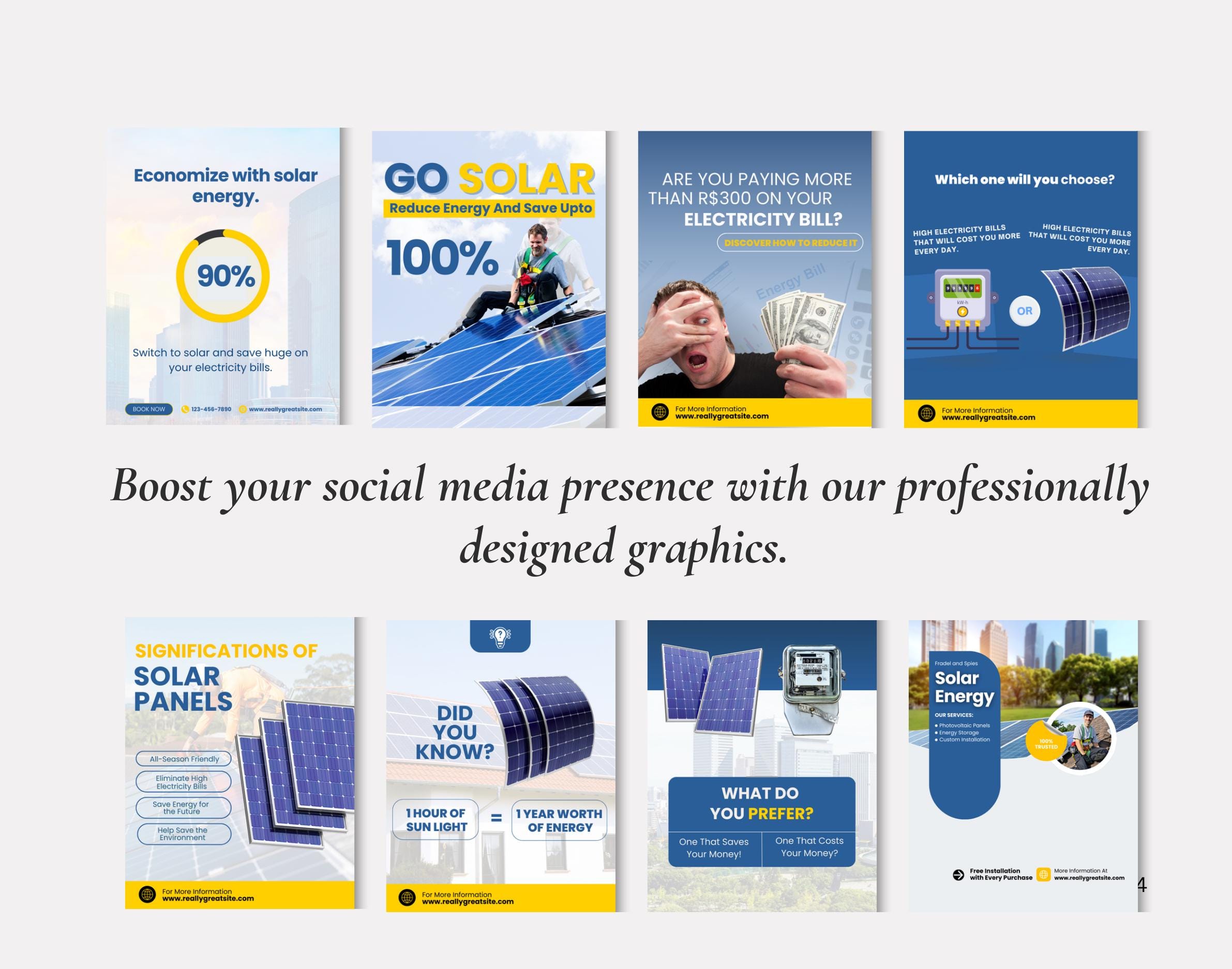 Solar Energy Instagram Templates | Canva Editable Social Media Posts ...