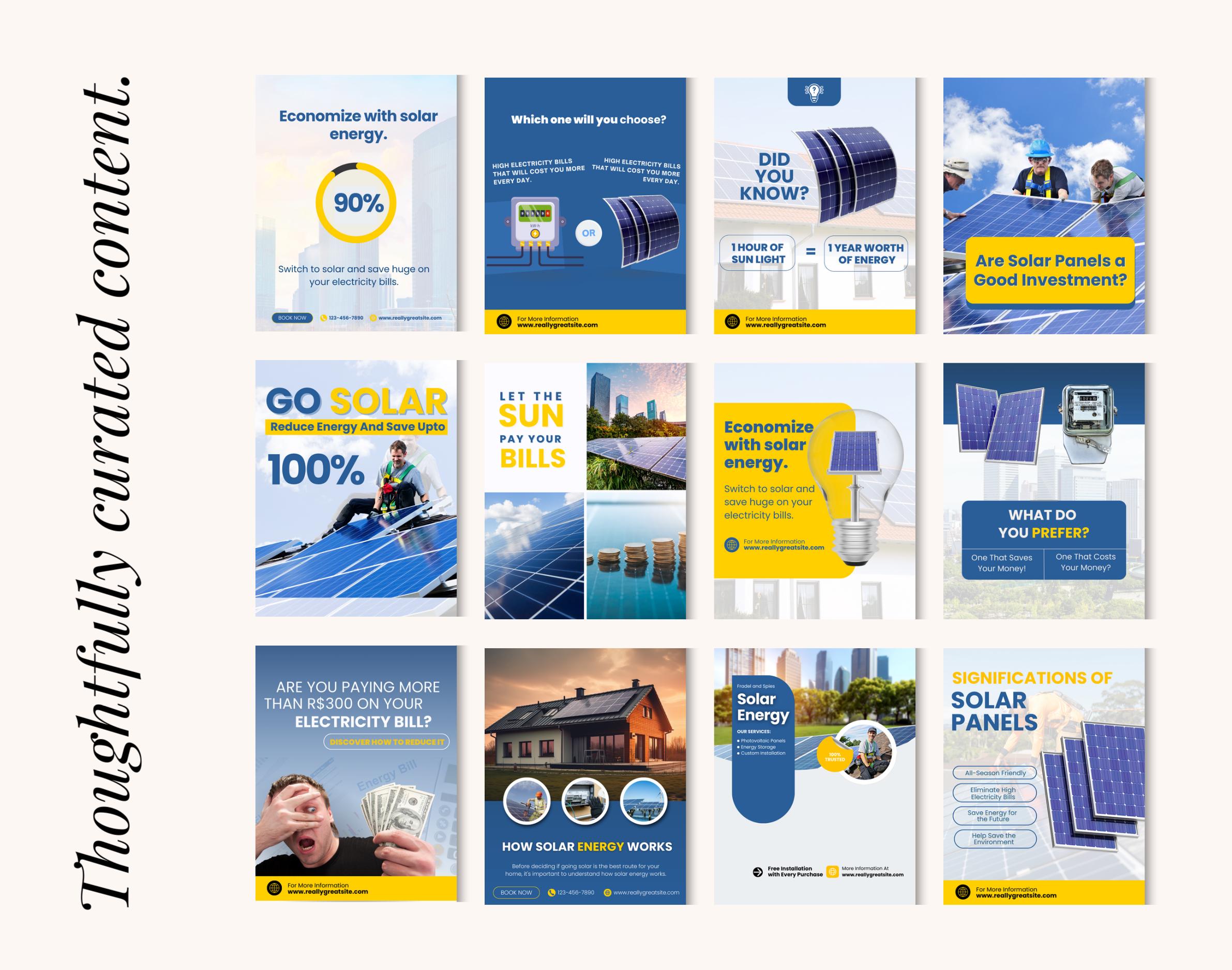 Solar Energy Instagram Templates | Canva Editable Social Media Posts ...