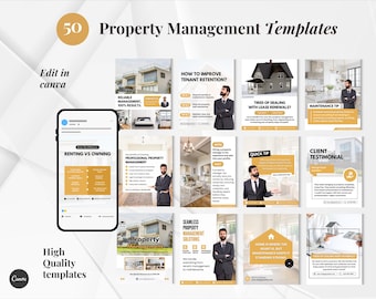 Property Management, Realtors, Real Estate Agents, Landlords & Rental Property Marketing Canva Editable Social Media Posts Templates