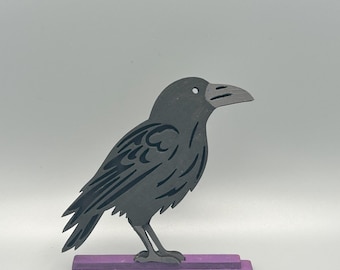 Handmade Wooden Raven Shelf Sitter: Gothic Halloween Decor