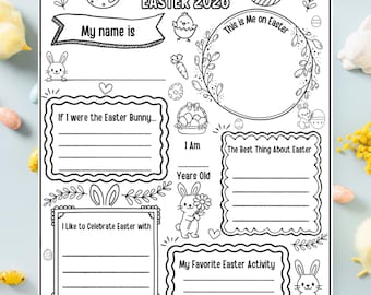 Printable Easter Activity Page | Fill In & Color Easter Bunny Writing Prompt | Spring Coloring