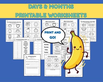 Printable Days of the Week Months of the Year Worksheets