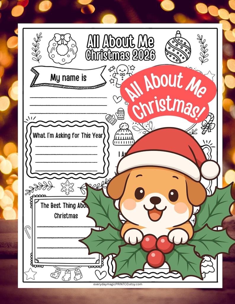 Christmas All About Me Printable for Kids I Holiday Worksheet ...