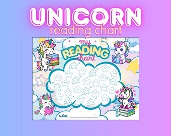 Unicorn Reading Chart Printable for Kids | Reading Tracker | Reading Reward Chart | Summer Reading | Printable Reading Challenge for Girls