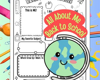 All About Me Back to School 2026 Fill-In Page | First Day of School Activity | Printable Student Introduction Page | Coloring Sheet