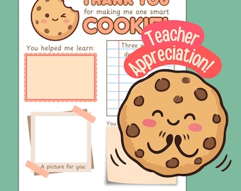 Teacher Gift - Educator Gift - Printable - Thank You for Making Me a Smart Cookie -  Fill In Page