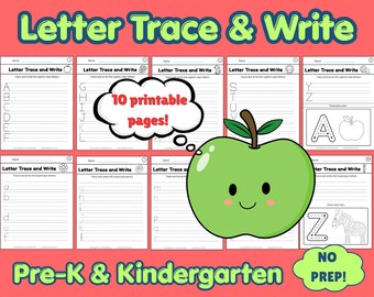 Alphabet Trace Writing Practice Pack | Uppercase Lowercase Letters (PDF Download)