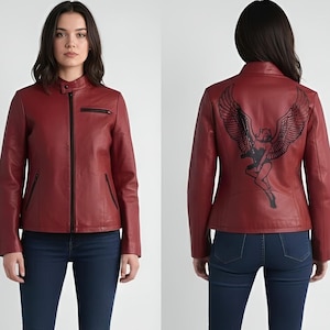 Resident Evil 2 Remake Claire Redfield&#39;s Red Moto Leather Jacket, RE2 Cosplay Jacket