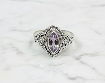 Amethyst Sterling Silver Ring, Boho Gemstone, February Birthstone