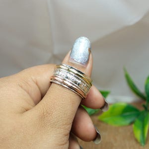 Spinner Ring 925 Sterling Silver Brass Copper Ring Meditation Band Wide Spinner Ring Handmade Unisex Gift For Her And Him