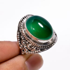 Green Onyx Ring Green Stone Ring 925 Sterling Silver Ring Handmade Design Ring Statement Ring Boho Ring Gemstone Ring Gift Jewelry For Her