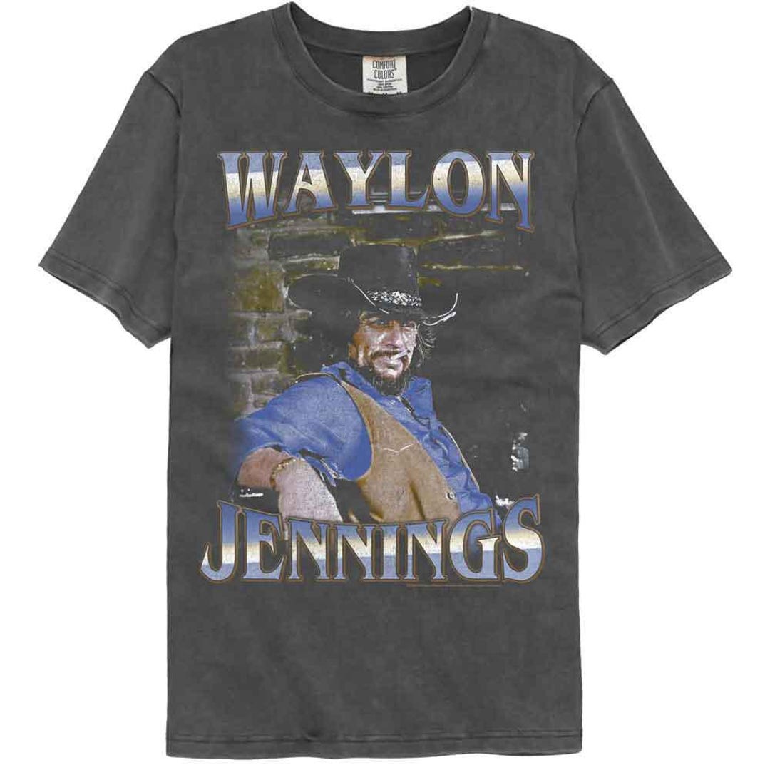 Waylon Color Waylon Jennings - Faded Bricks - American Classics - Gray Solid Adult ...