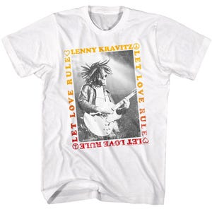 Lenny Kravitz - Let Love Rule Border - Weißes Kurzarm T-Shirt für Erwachsene