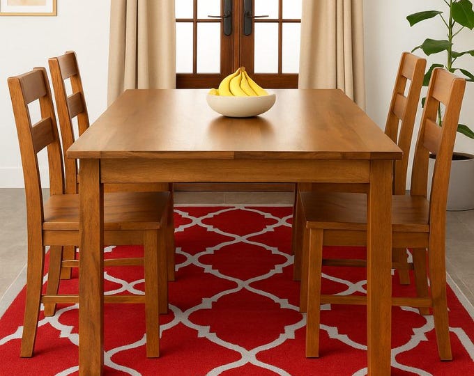 Featured listing image: Handwoven Red Moroccan Trellis Rug: Wool & Cotton Blend