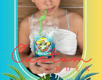 Bolsa de bebida reutilizable personalizada con pajita, regalo de fiesta