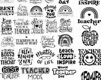 Boho Teacher SVG PNG Bundle, Teacher Appreciation Cricut Designs, Retro Teacher Sublimation Files Digital Download Pack