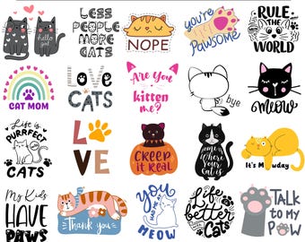 Funny Cat Quotes SVG Bundle | Kitten Mom Design & Printable Kitty Clip Art Gift