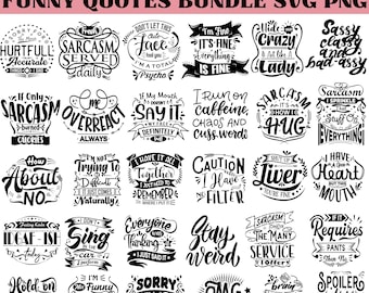 Lustige sarkastische Zitate SVG Bundle Freche PNG Bundle Retro Zitat Sublimation Design Cricut SVG Digital Download
