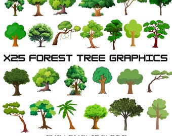 25 Waldbaum SVG Bundle Landschaft SVG Natur Baum Silhouette PNG Waldszene Cricut Dateien Digitaler Download