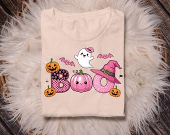 Boo PNG Pink Spooky Kids herfst herfst ontwerp, schattige Ghost Halloween-sublimatie PNG, preppy Boo-shirt grafische digitale download