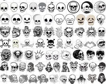 120 dödskalle SVG-paket, sockerskallar SVG-paket, de dödas dag Clipart, Halloween Cricut-designer, Calavera sublimeringsfiler för nedladdning