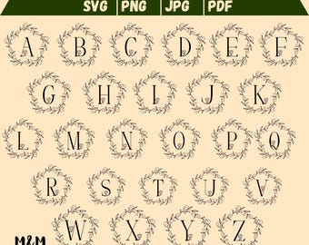 Floral Monogram SVG Bundle | Flower Alphabet Letters for Cricut, Wedding & Laser Cut
