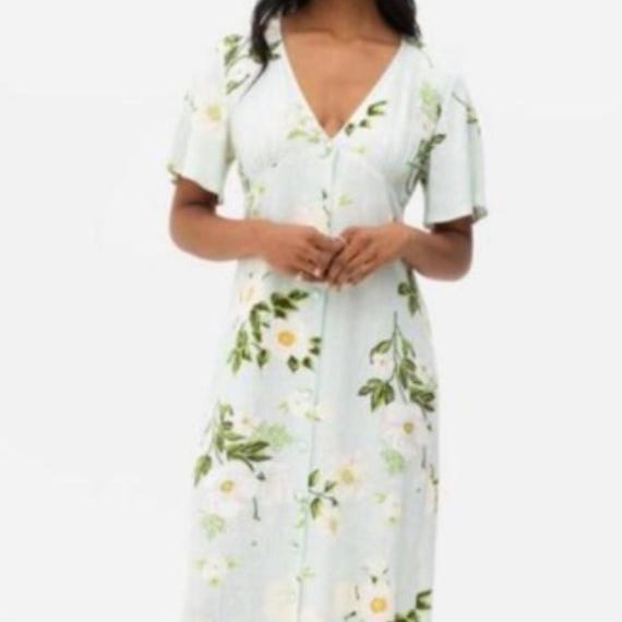 Primark Blue Floral Print Viscose Long Dress Size 36 - Etsy UK
