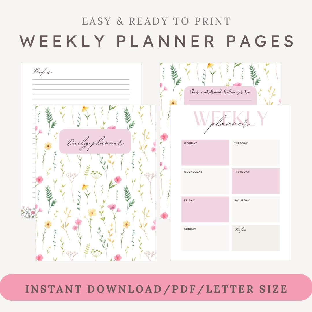 Printable Daily, Weekly Planner | Floral Digital Planner | Instant ...