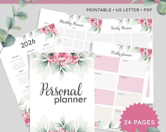Planner stampabile 2026 – Diario personale, abitudini giornaliere e settimanali, cura di sé, produttività – Download immediato