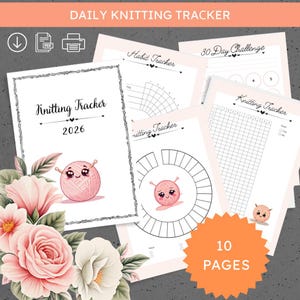 Stricktracker Printable | Kuscheliges Garn tägliche Gewohnheit & Fortschritt Journal | Soft Craft Planner für Strickerinnen