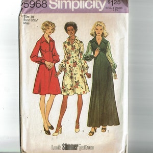 1970s vintage dress sewing pattern Simplicity 5968 Size 10 Bust 32 1/2