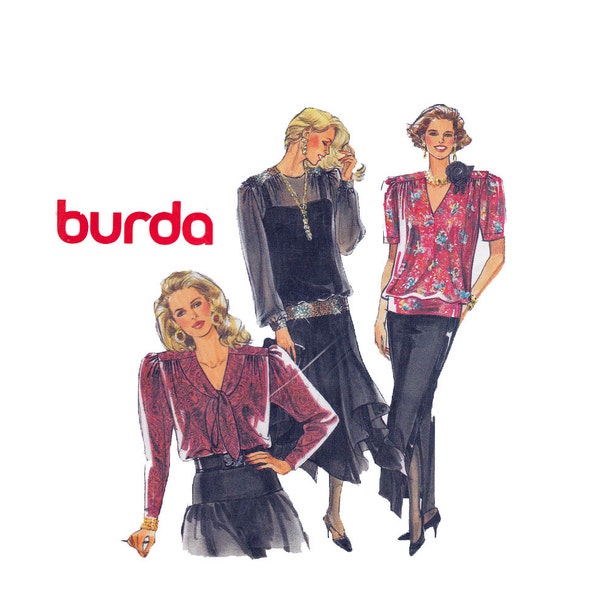Burda 4993 Uncut Sewing Pattern Sizes 12 14 16 18 20 22 24 multisized blouse with turn of the century nautical style