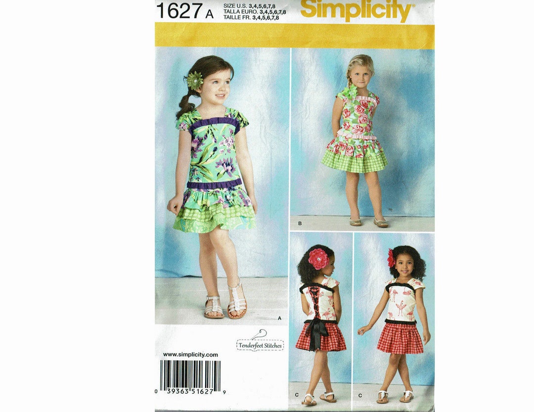 Easy to Sew Little Girls Dresses Childs Size 3 4 5 6 7 8 UNCUT OOP