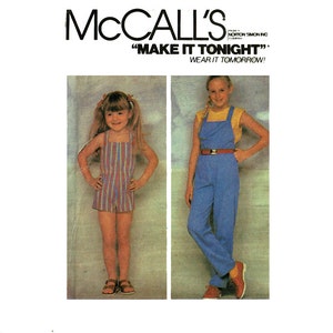 Girls Size 8 or Size 10 Jumpsuit and Romper Summer Pattern Uncut Sewing Pattern McCalls 7053 Make it Tonight from 1980