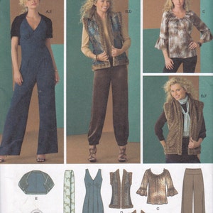 Simplicity 2476 Sizes 4 6 8 10 12 misses jumpsuit pants top reversible vest shrug scarf uncut OOP sewing pattern image 1