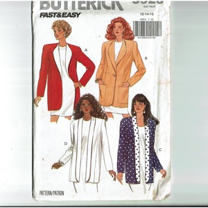 Fast & Easy Jacket Sizes 12 14 16 UNCUT Sewing Pattern Butterick 5923