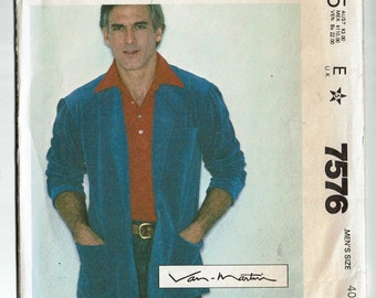 Mens Jacket Blazer UNCUT Sewing Pattern McCall's 7576 Sizes 38 or 40 1980s Make it tonight Wear it Tomorrow